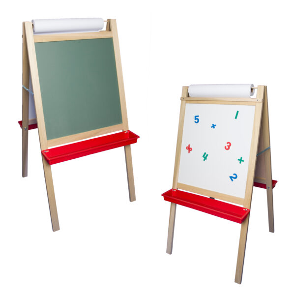 Deluxe Magnetic Paper Roll Easel, Green Chalkboard-White Dry Erase, 48"H x 24"W