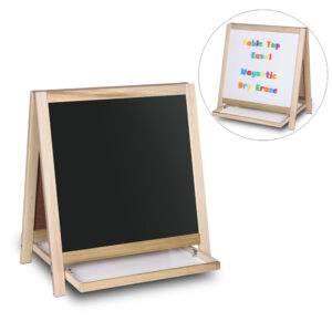 Magnetic Table Top Easel White Dry Erase-Black Chalkboard, 19.5"H x 18"W