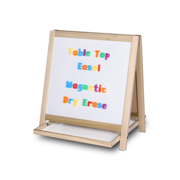 Magnetic Table Top Easel White Dry Erase-Black Chalkboard, 19.5"H x 18"W