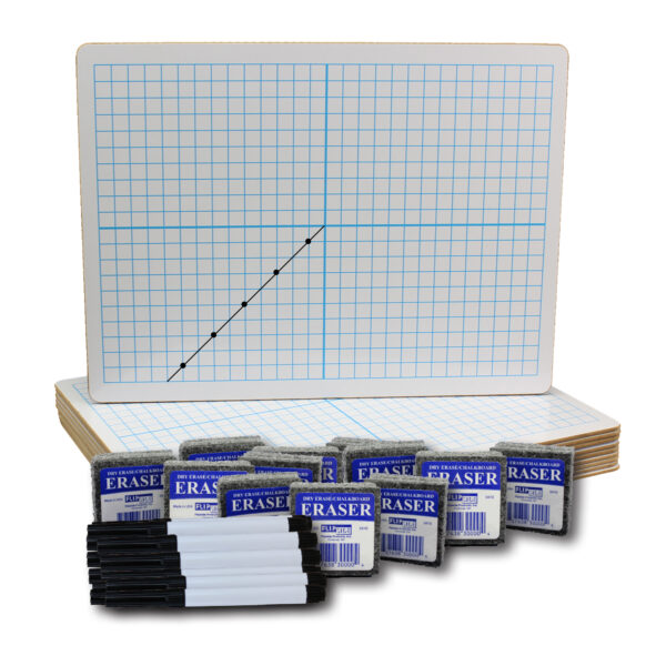 Dry Erase XY Axis-Dry Erase, Two-Sided, Pens & Erasers, 9" x 12", Class Pack of 12