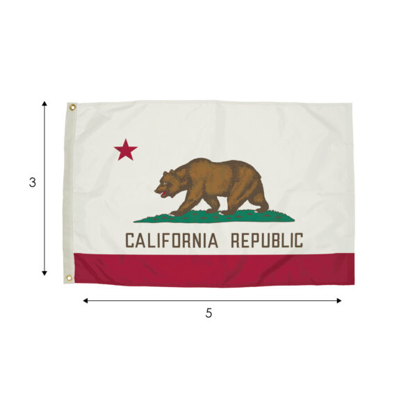 Durawavez Nylon Outdoor Flag with Heading & Grommets, California, 3ft x 5ft