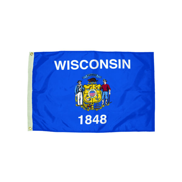 Durawavez Nylon Outdoor Flag with Heading & Grommets, Wisconsin, 3ft x 5ft