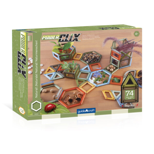 PowerClix Frames, Natural, Magnetic Building Set, 75 Pieces