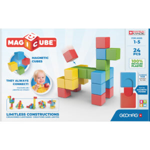 Magicubes Magnetic Building Blocks, Full Color Try Me Recycled, 24 Pieces