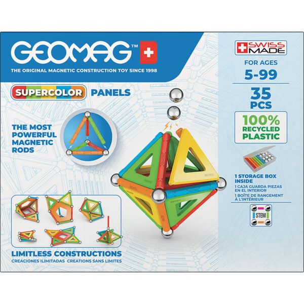 Magnetic Building Set, Supercolor Recycled, 35 Pieces