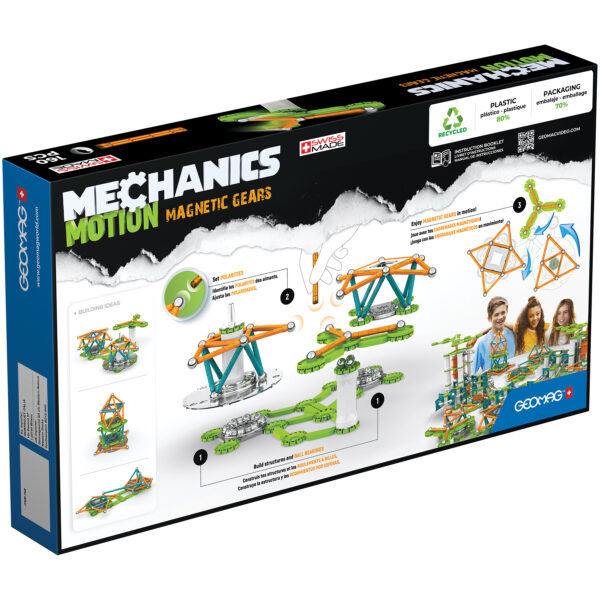 Mechanics Motion Construction Set, Magnetic Gears Recycled, 160 Pieces