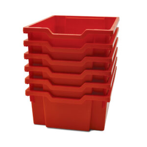 Deep F2 Tray, Flame Red, 12.3" x 16.8" x 5.9", Heavy Duty School, Industrial & Utility Bins, Pack of 6