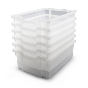 Deep F2 Tray, Translucent, 12.3" x 16.8" x 5.9", Heavy Duty School, Industrial & Utility Bins, Pack of 6