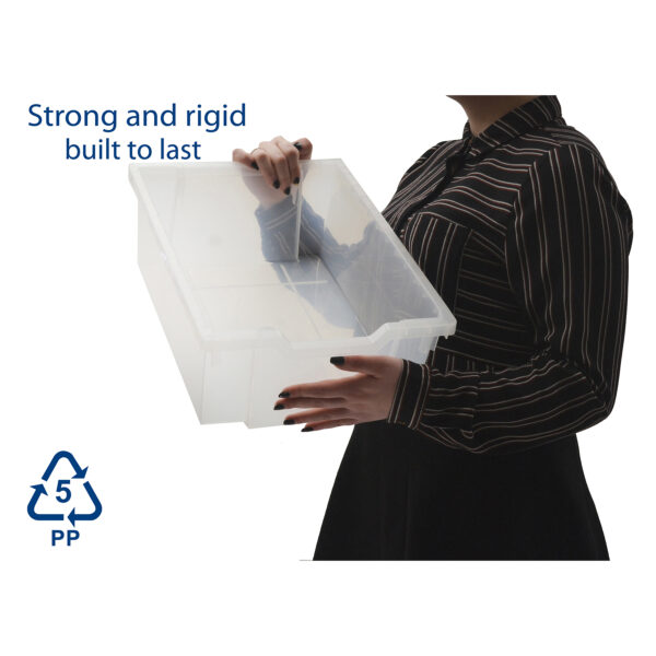 Deep F2 Tray, Translucent, 12.3" x 16.8" x 5.9", Heavy Duty School, Industrial & Utility Bins, Pack of 6