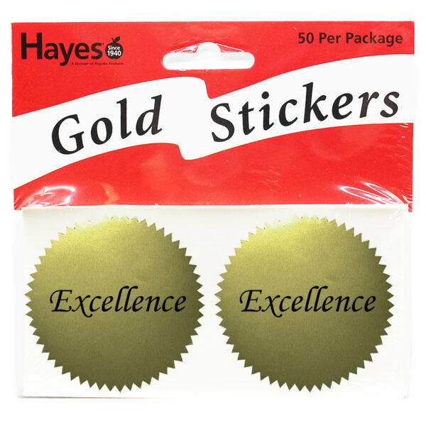 Excellence 2" Gold Certificate Seals, 50 Per Pack, 6 Packs