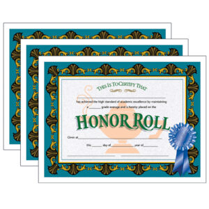 Honor Roll Certificate, 30 Per Pack, 3 Packs