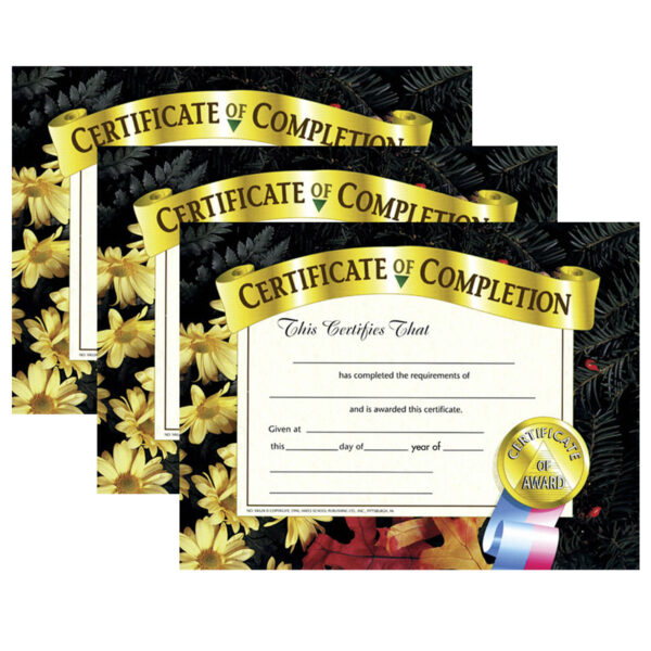 Certificate of Completion, 8.5" x 11", 30 Per Pack, 3 Packs