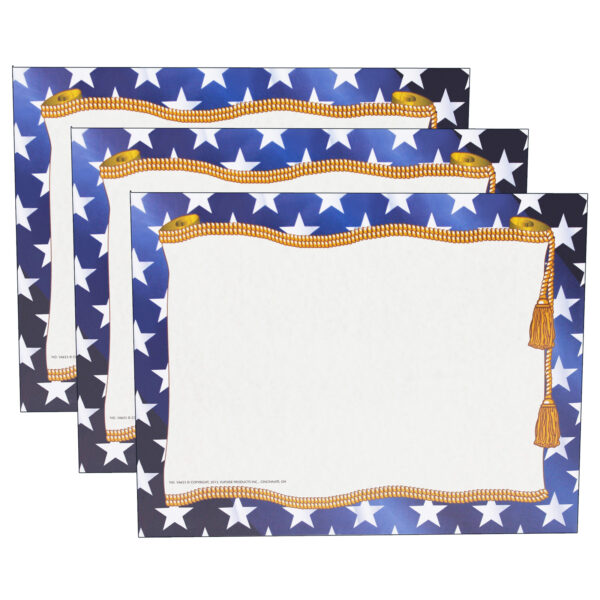 Stars Border Certificate, 8.5" x 11", 50 Per Pack, 3 Packs