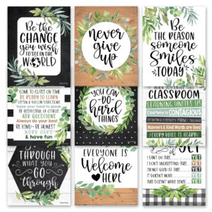 Boho Farmhouse Growth Mindset Classroom Decor Posters, Set of 9