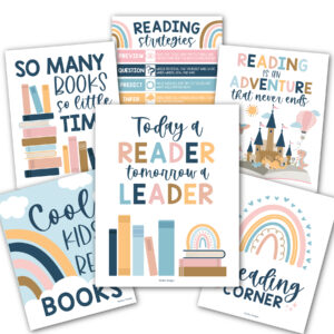 Boho Reading Posters For Classroom Library Decor, Set of 6