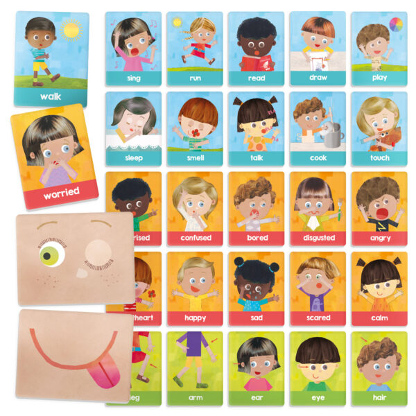 Emotions and Actions Montessori Flashcards, Set of 36