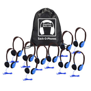 Sack-O-Phones, 10 Personal Headphones in a Carry Bag, Blue