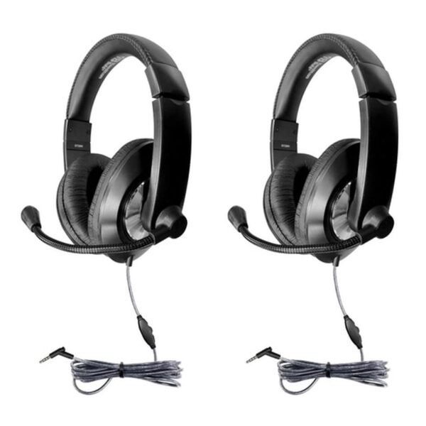 Smart-Trek Deluxe Stereo Headset with In-Line Volume Control & 3.5mm TRRS Plug, Pack of 2