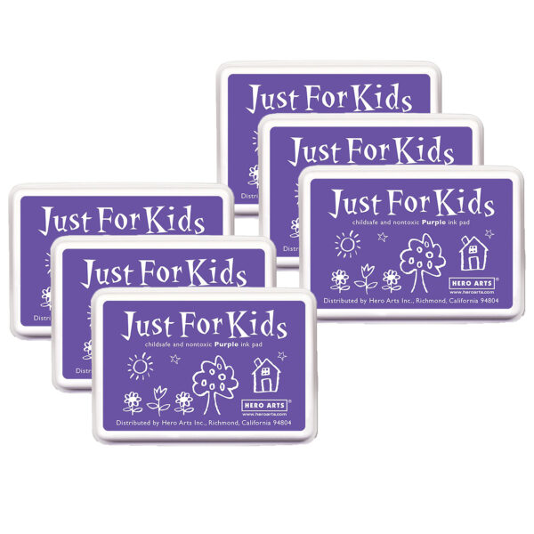 Just for Kids Ink Pad, Purple, Pack of 6