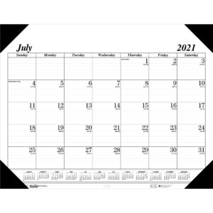 Monthly Academic Calendar Economy Desk Pad, 14 Months (Jul-Aug), 22" x 17", Black