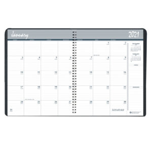 Monthly Calendar Planner, 2 Year, Black, 8-1-2" x 11"