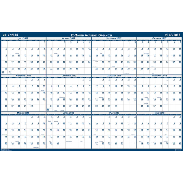 Laminated Wipe Off Wall Academic Calendar, Reversible, 18" x 24"