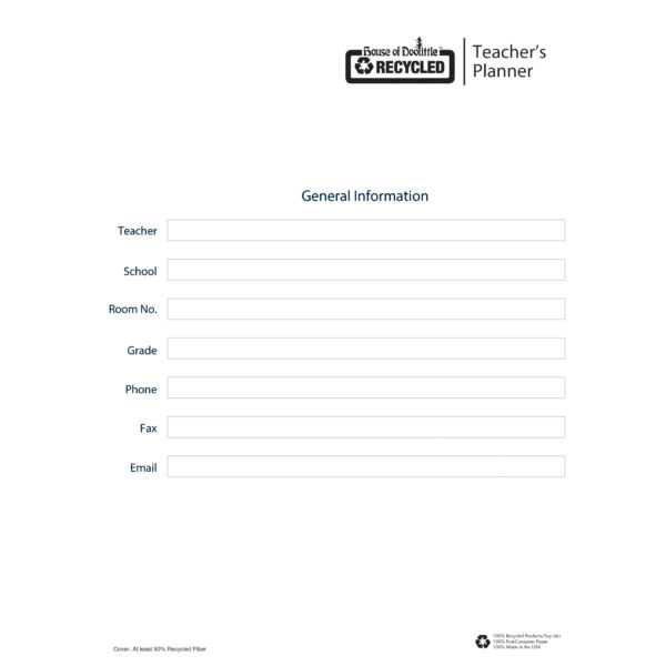 Teachers Planner, Blue, 8-1-2" x 11", Pack of 2