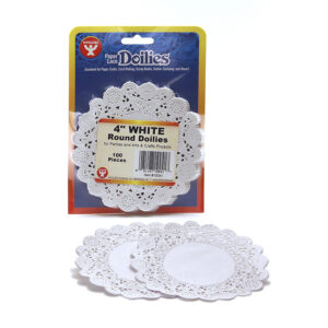 Round Paper Lace Doilies, White, 4", 100 Per Pack, 6 Packs