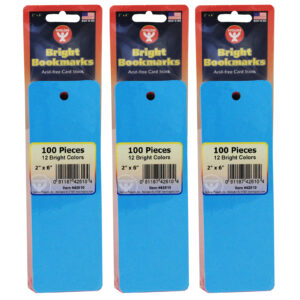 Mighty Bright Bookmarks, 100 Assorted Colors Per Pack, 3 Packs