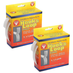 Self-Adhesive Hook & Loop Fastener Roll, 3-4" x 5 yds., Pack of 2