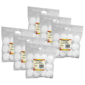 Craft Foam Balls, 1-1-2 Inch, White, 12 Per Pack, 6 Packs