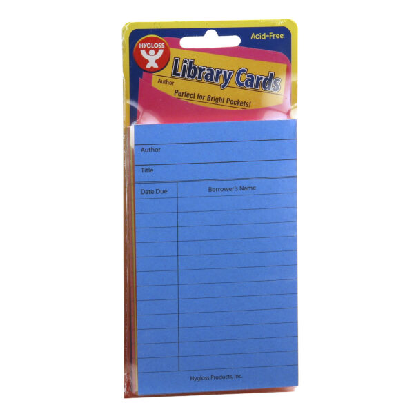 Library Cards, Assorted Colors, Pack of 500