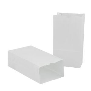 Large Gusseted Paper Bags, 6" x 3.5" x 11", White, 100-Pack