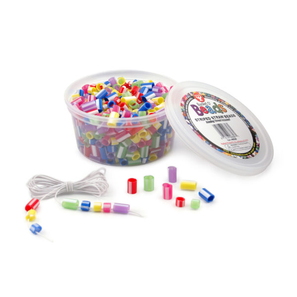 Bucket O Beads, Striped Straw, Asstd Sizes, 300 Per Pack, 6 Packs