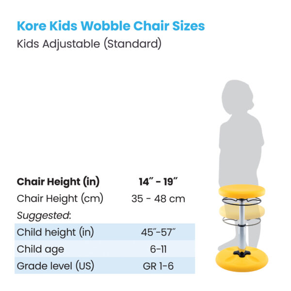 Kids Adjustable Standard Wobble Chair 14-19", Yellow