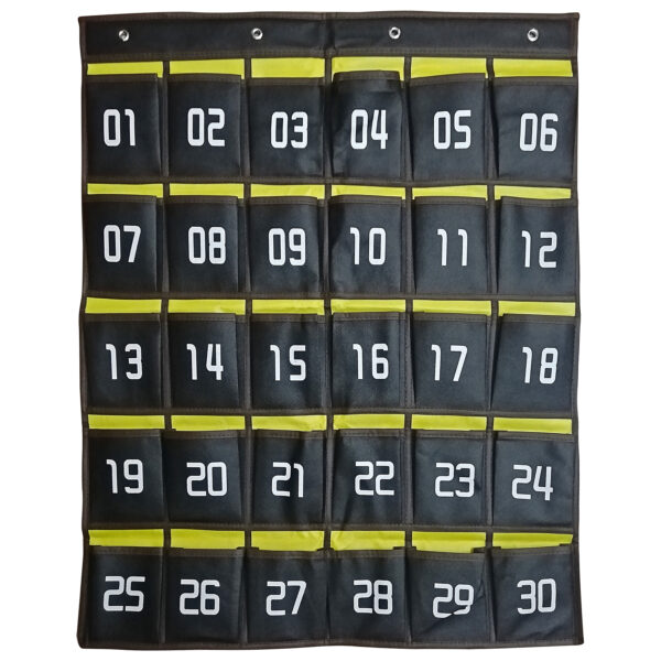 Hanging Cell Phone Pocket Storage Classroom Organizer, 30-Pockets, Black-Yellow