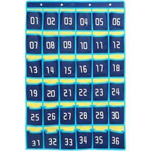 Hanging Cell Phone Pocket Storage Classroom Organizer, 36-Pockets, Blue-Yellow