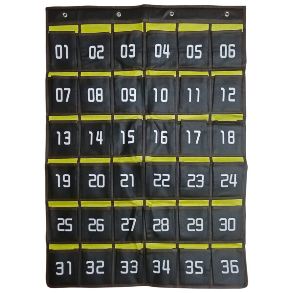 Hanging Cell Phone Pocket Storage Classroom Organizer, 36-Pockets, Black-Yellow