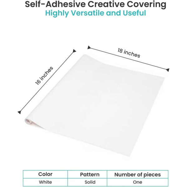 Creative Covering Adhesive Covering, White, 18" x 16 ft, Pack of 2