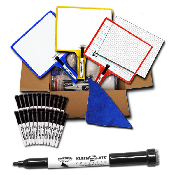 Customizable Handheld Whiteboards with Clear Dry Erase Sleeves & Markers, Class Set of 12