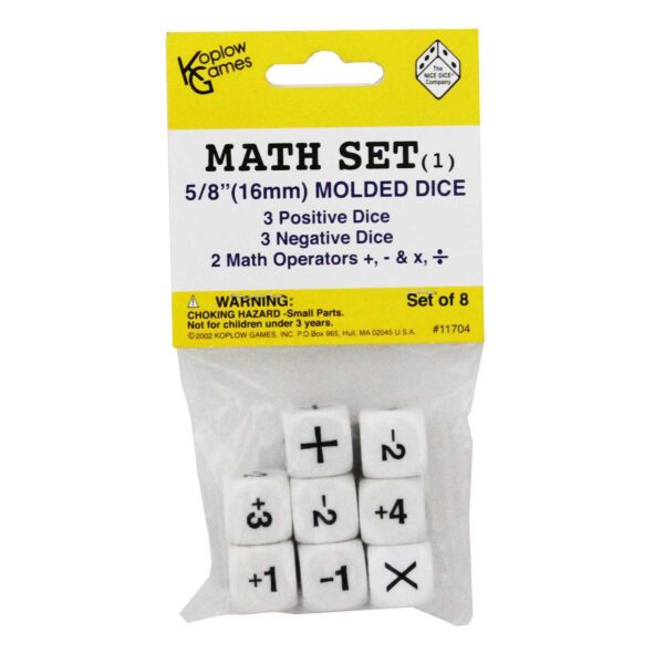 Positive-Negative Dice Set, 8 Per Set, 6 Sets