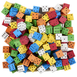 Foam Spot Dice, Assorted Color, 16mm, Bag of 200