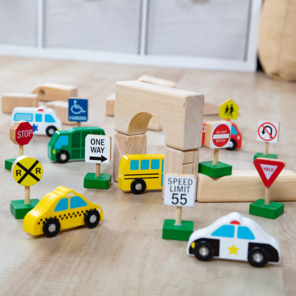 Wooden Vehicles and Traffic Signs