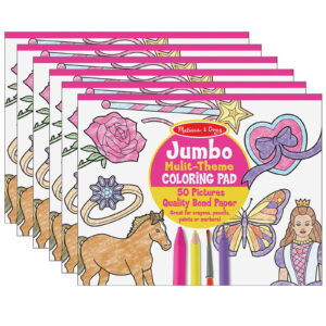 Jumbo Multi-Theme Coloring Pad, 11" x 14", Pink, Pack of 6