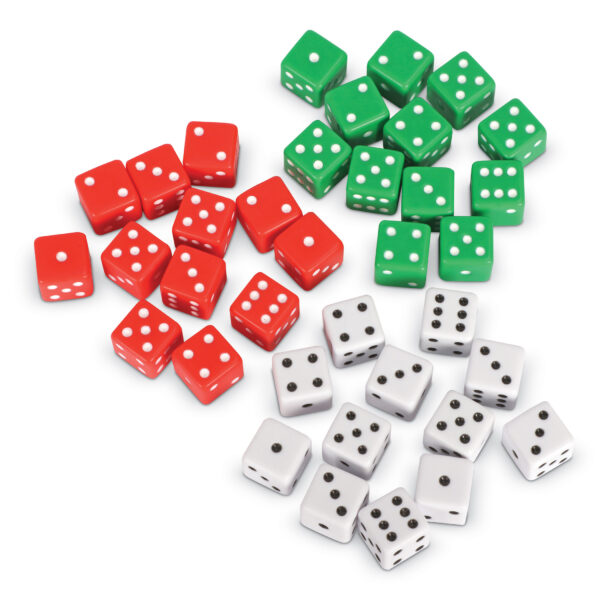 Dot Dice, Red, Green & White, 36 Per Pack, 3 Packs