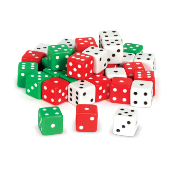 Dot Dice, Red, Green & White, 36 Per Pack, 3 Packs