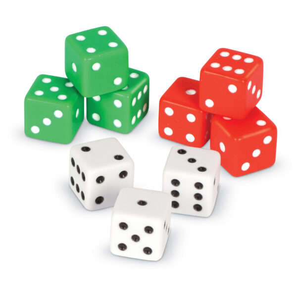 Dot Dice, Red, Green & White, 36 Per Pack, 3 Packs