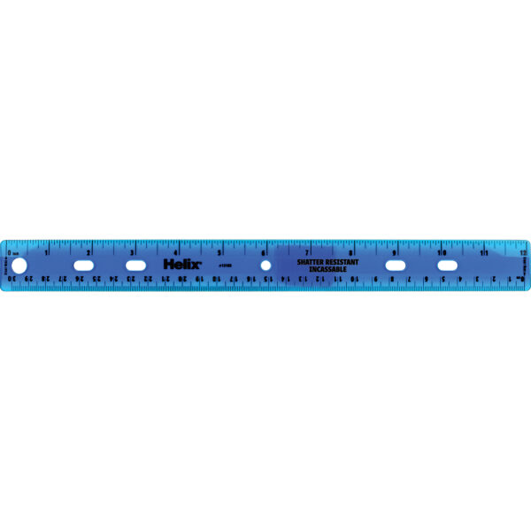 Shatter Resistant Ringbinder Ruler 12" - 30cm, Pack of 25