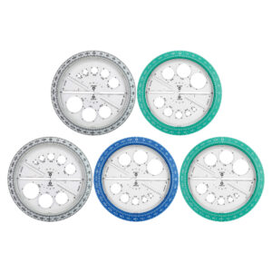 Angle & Circle Maker with Integrated Circle Templates, 360 Degree, 6 Inch-15cm, Assorted Colors, Pack of 5