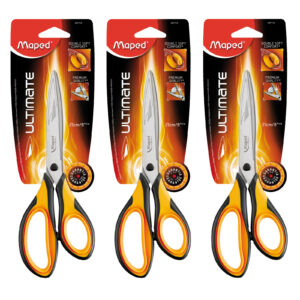 8" Ultimate Scissors With Double Soft Rings, Pack of 3